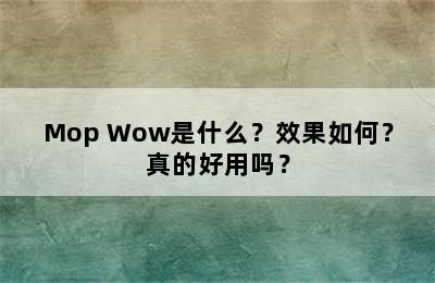 Mop Wow是什么？效果如何？真的好用吗？